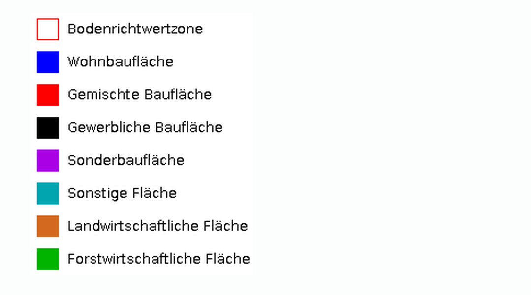 Ausschnitt aus dem BayernAtlas Eine Legende aus dem BayernAtlas, links bunte Rechtecke untereinander, rechts die Bezeichnung